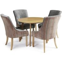 Serene Croydon Oak Dining Set - Round with 4 Richmond Orange Steel Chairs