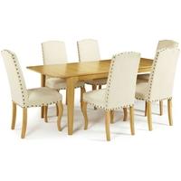 Serene Wandsworth Oak Dining Set - Extending with 6 Kensington Pearl Chairs