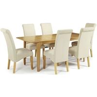 Serene Wandsworth Oak Dining Set - Extending with 6 Kingston Cream Plain Chairs