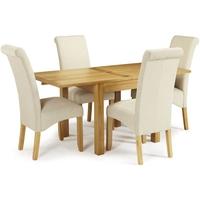 Serene Lambeth Oak Dining Set - Extending with 4 Kingston Cream Plain Chairs