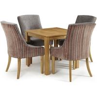 Serene Lambeth Oak Dining Set - Fixed Top with 4 Richmond Orange Steel Chairs