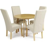 serene croydon oak dining set round with 4 merton stone chairs