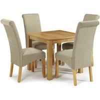 serene lambeth oak dining set fixed top with 4 kingston sage plain cha ...