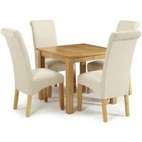 Serene Lambeth Oak Dining Set - Fixed Top with 4 Kingston Cream Plain Chairs