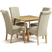 Serene Westminister Oak Dining Set - 90cm with 4 Kingston Sage Plain Chairs