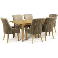 Serene Wandsworth Oak Dining Set - Extending with 6 Richmond Sand Mink Chairs