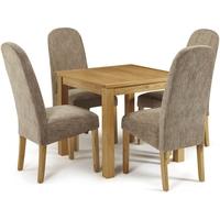 Serene Lambeth Oak Dining Set - Fixed Top with 4 Marlow Bark Chairs