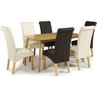 serene westminister oak dining set 150cm with 3 kingston brown and 3 c ...