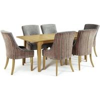 serene wandsworth oak dining set extending with 6 richmond orange stee ...