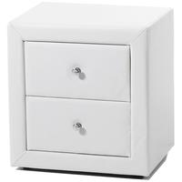 Serene Trieste White Faux Leather Bedside Cabinet - 2 Drawer
