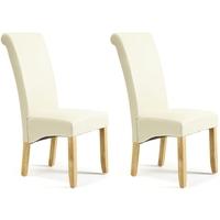 Serene Kingston Cream Faux Leather Dining Chair with Oak Legs (Pair)