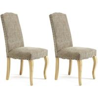 Serene Kensington Bark Fabric Dining Chair with Oak Legs (Pair)