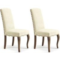 Serene Kensington Pearl Fabric Dining Chair with Walnut Legs (Pair)