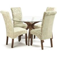 serene islington walnut dining set round with 2 kingston cream floral  ...