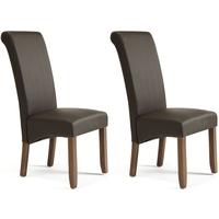 Serene Kingston Brown Faux Leather Dining Chair with Walnut Legs (Pair)