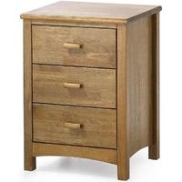 Serene Hevea Wood Eleanor Honey Oak Bedside Cabinet - 3 Drawer