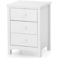 serene hevea wood eleanor opal white bedside cabinet 3 drawer