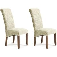 Serene Kingston Sage Floral Fabric Dining Chair with Walnut Legs (Pair)