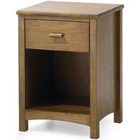 Serene Hevea Wood Eleanor Honey Oak Bedside Cabinet - 1 Drawer