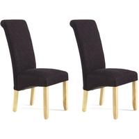 serene kingston aubergine plain fabric dining chair with oak legs pair