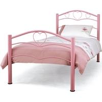 serene yasmin pink gloss metal bed 3ft single