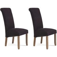 Serene Kingston Aubergine Plain Fabric Dining Chair with Walnut Legs (Pair)