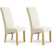 serene merton putty fabric dining chair with oak legs pair