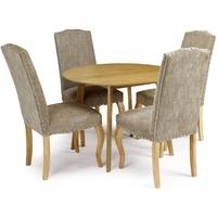 Serene Croydon Oak Dining Set - Round with 4 Kensington Bark Chairs