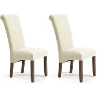 serene kingston cream plain fabric dining chair with walnut legs pair