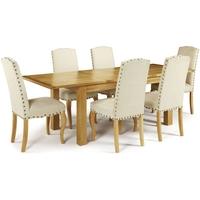 Serene Bromley Oak Dining Set - Extending with 6 Kensington Pearl Chairs