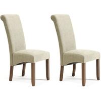 Serene Kingston Sage Plain Fabric Dining Chair with Walnut Legs (Pair)