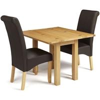 Serene Brent Oak Dining Set - Extending with 2 Kingston Brown Faux Leather Dining Chairs