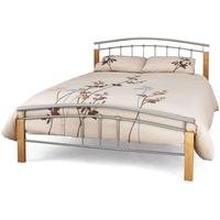 Serene Tetras Beech and Silver Metal Bed