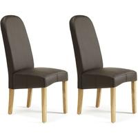 Serene Marlow Brown Faux Leather Dining Chair (Pair)