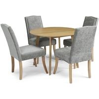 Serene Croydon Oak Dining Set - Round with 4 Knightsbridge Steel Chairs