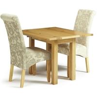 Serene Brent Oak Dining Set - Extending with 2 Kingston Cream Floral Fabric Dining Chairs