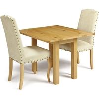 Serene Brent Oak Dining Set - Extending with 2 Kensington Pearl Chairs