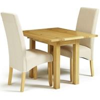 Serene Brent Oak Dining Set - Extending with 1 Merton Putty and 1 Stone Chairs