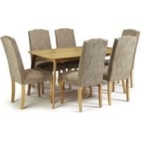 serene westminister oak dining set 150cm with 6 kensington bark chairs