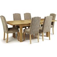 serene bromley oak dining set extending with 6 kensington bark chairs