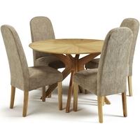 serene bexley oak dining set round with 4 marlow bark chairs