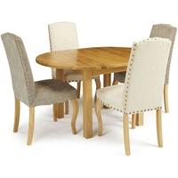 serene sutton oak dining set round extending with 2 kensington pearl a ...