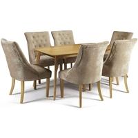 Serene Westminister Oak Dining Set - 150cm with 6 Hampton Mink Fabric Chairs