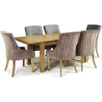 Serene Bromley Oak Dining Set - Extending with 6 Richmond Orange Steel Chairs