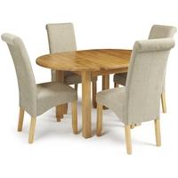 Serene Sutton Oak Dining Set - Round Extending with 4 Kingston Sage Plain Chairs