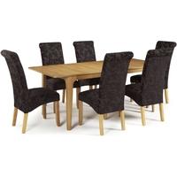 Serene Wandsworth Oak Dining Set - Extending with 6 Kingston Aubergine Floral Chairs