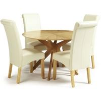 serene bexley oak dining set round with 4 kingston cream faux leather  ...