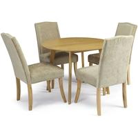 serene croydon oak dining set round with 4 knightsbridge fudge chairs