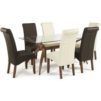 serene islington walnut dining set rectangular with 3 kingston cream a ...