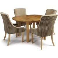 Serene Sutton Oak Dining Set - Round Extending with 4 Richmond Sand Mink Chairs
